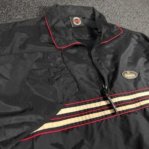 Guinness 1/4 Zip Windbreaker Mens XL Black Red Racing Stripe Mesh Lined Pullover